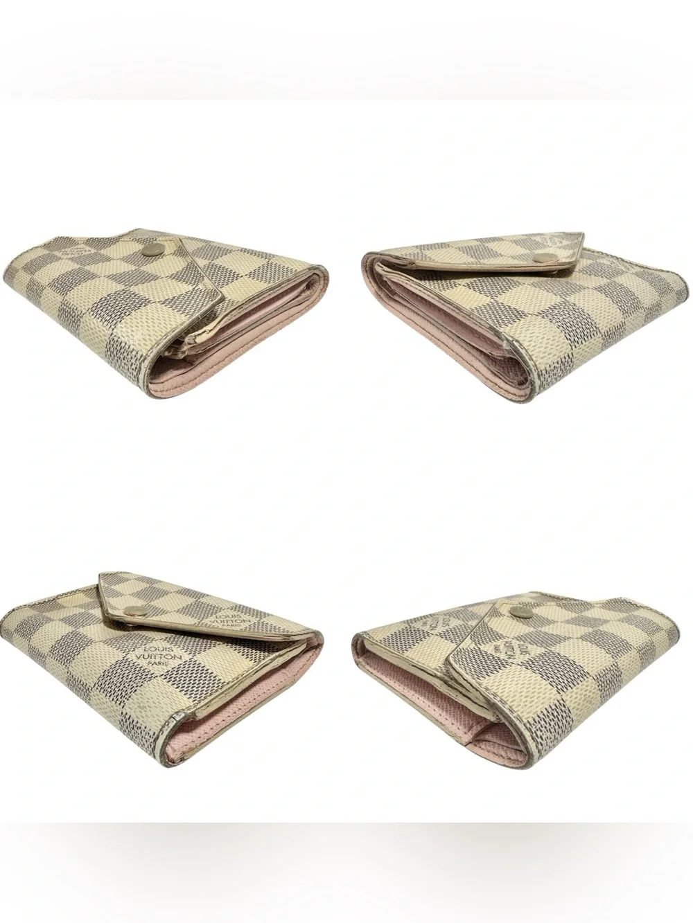Louis Vuitton Damier Azur Victorine Leather Trifold Compact Wallet